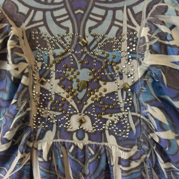 (3/$20) Cato blue floral print 3/4 sleeve dress - Picture 3 of 12